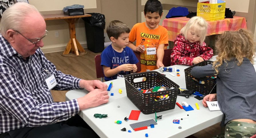 group playing lego